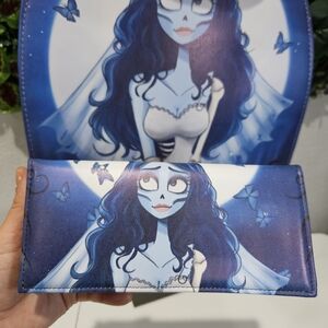Blue and White Wallet with Animated Character Design